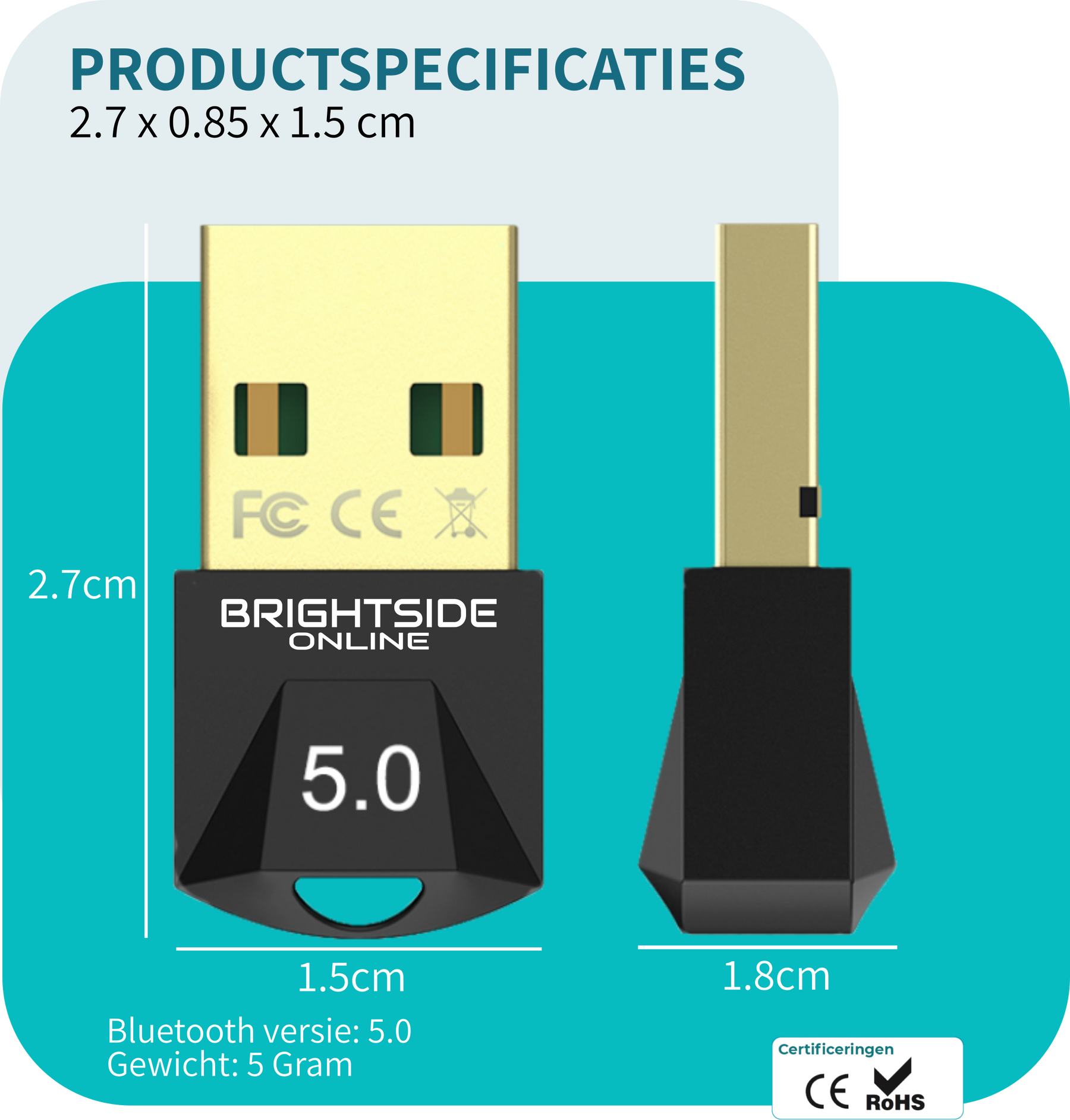 BrightsideBluetooth5.0adaptervoorpc